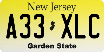 NJ license plate A33XLC
