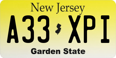 NJ license plate A33XPI