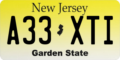 NJ license plate A33XTI