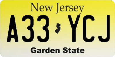 NJ license plate A33YCJ