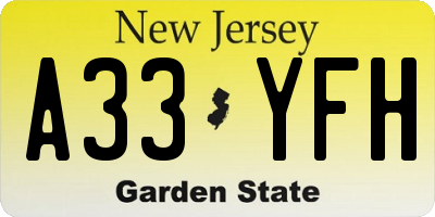 NJ license plate A33YFH