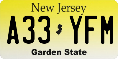 NJ license plate A33YFM