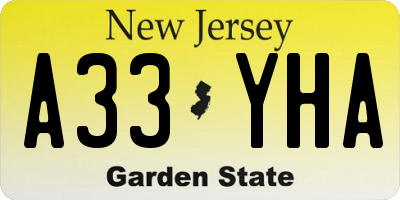 NJ license plate A33YHA