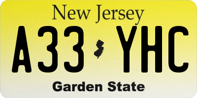 NJ license plate A33YHC