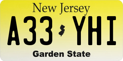 NJ license plate A33YHI