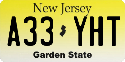 NJ license plate A33YHT