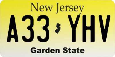NJ license plate A33YHV