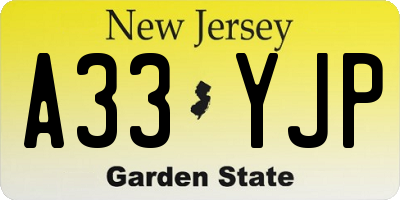 NJ license plate A33YJP