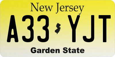 NJ license plate A33YJT
