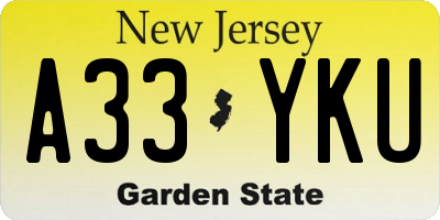 NJ license plate A33YKU