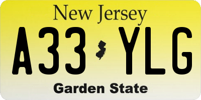 NJ license plate A33YLG