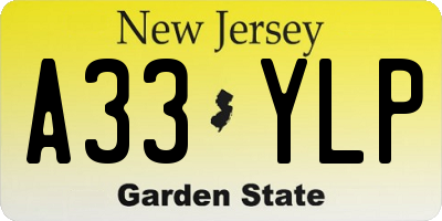 NJ license plate A33YLP