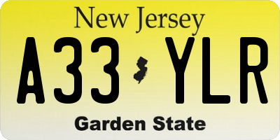 NJ license plate A33YLR