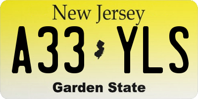 NJ license plate A33YLS