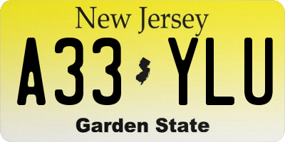 NJ license plate A33YLU