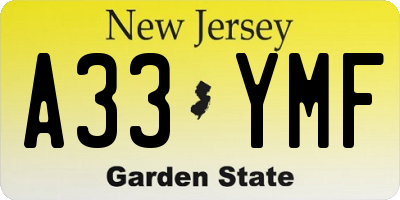NJ license plate A33YMF