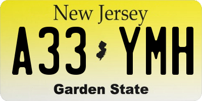 NJ license plate A33YMH