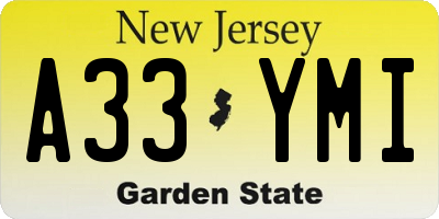 NJ license plate A33YMI