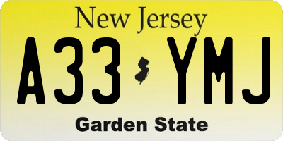 NJ license plate A33YMJ
