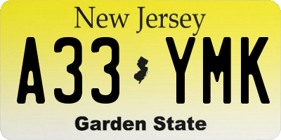 NJ license plate A33YMK