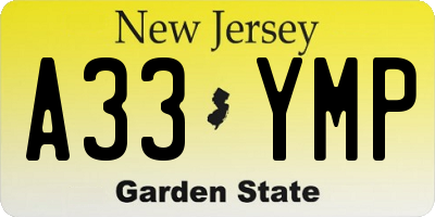 NJ license plate A33YMP