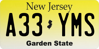 NJ license plate A33YMS