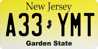 NJ license plate A33YMT
