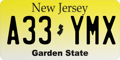 NJ license plate A33YMX