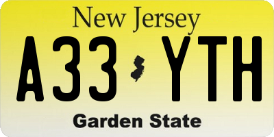 NJ license plate A33YTH