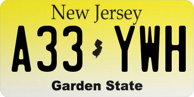 NJ license plate A33YWH