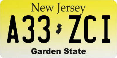 NJ license plate A33ZCI