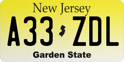 NJ license plate A33ZDL