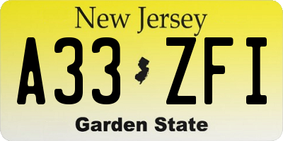 NJ license plate A33ZFI