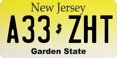 NJ license plate A33ZHT