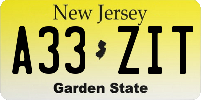 NJ license plate A33ZIT