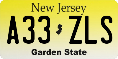 NJ license plate A33ZLS