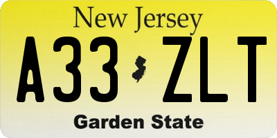 NJ license plate A33ZLT