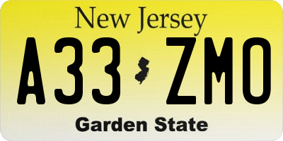 NJ license plate A33ZMO