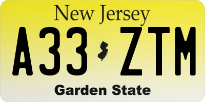 NJ license plate A33ZTM