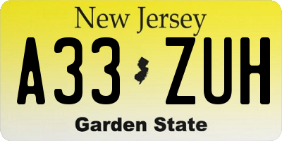 NJ license plate A33ZUH