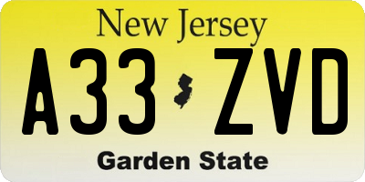 NJ license plate A33ZVD