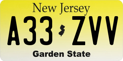 NJ license plate A33ZVV