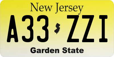 NJ license plate A33ZZI