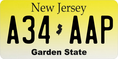 NJ license plate A34AAP