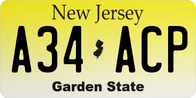 NJ license plate A34ACP
