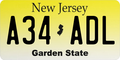 NJ license plate A34ADL
