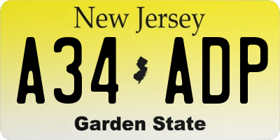 NJ license plate A34ADP
