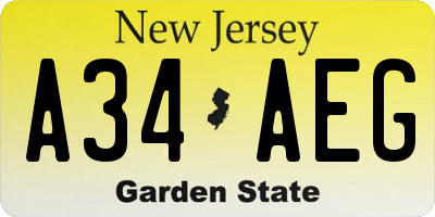 NJ license plate A34AEG