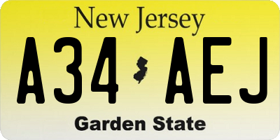 NJ license plate A34AEJ