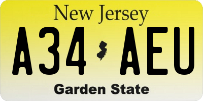 NJ license plate A34AEU
